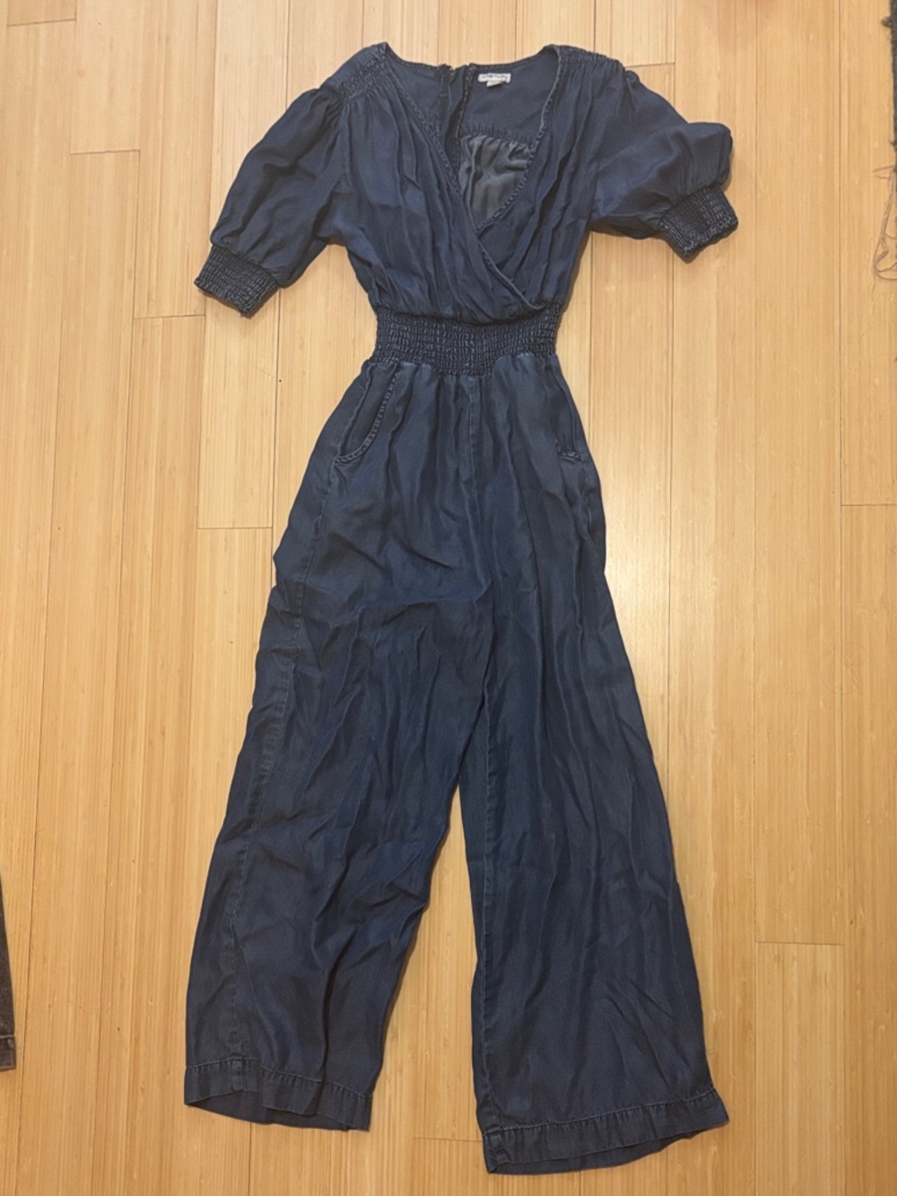 Habitual Kids Smocked Wide Leg Jumpsuit in Indigo